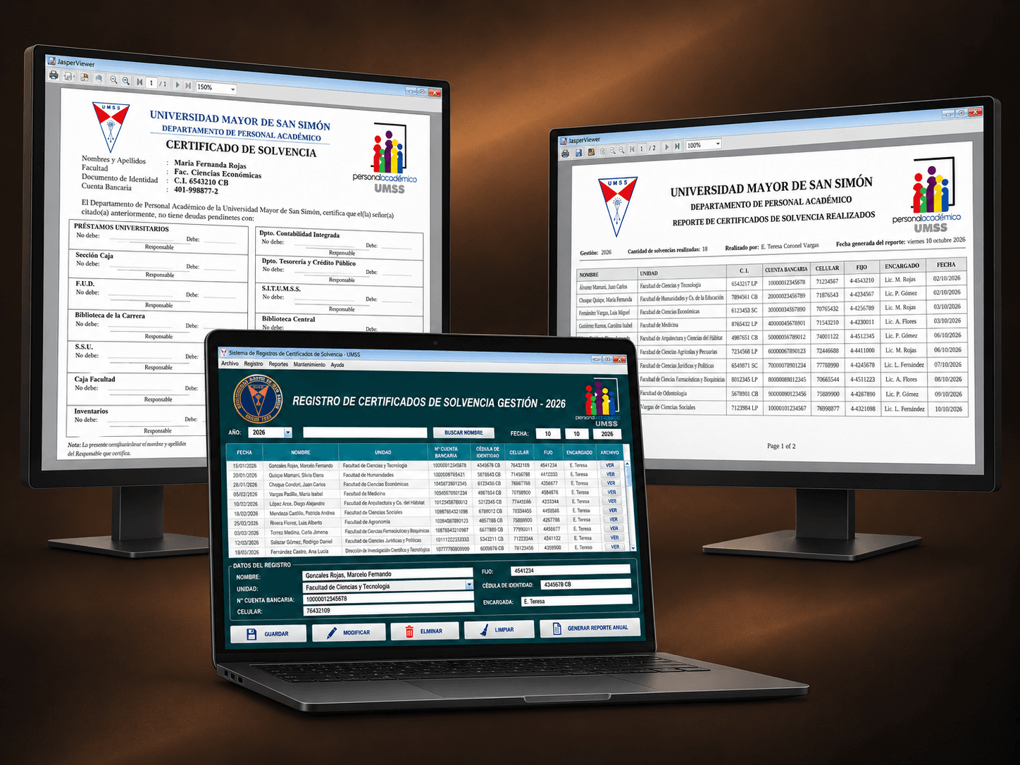 Suite de sistemas institucionales para el Departamento de Personal Académico